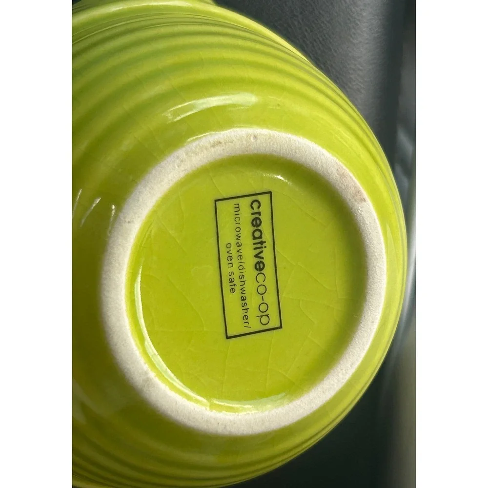 Creative Co-Op Stoneware Nesting Measuring Cup Set 4 Piece Multicolor Ribbed